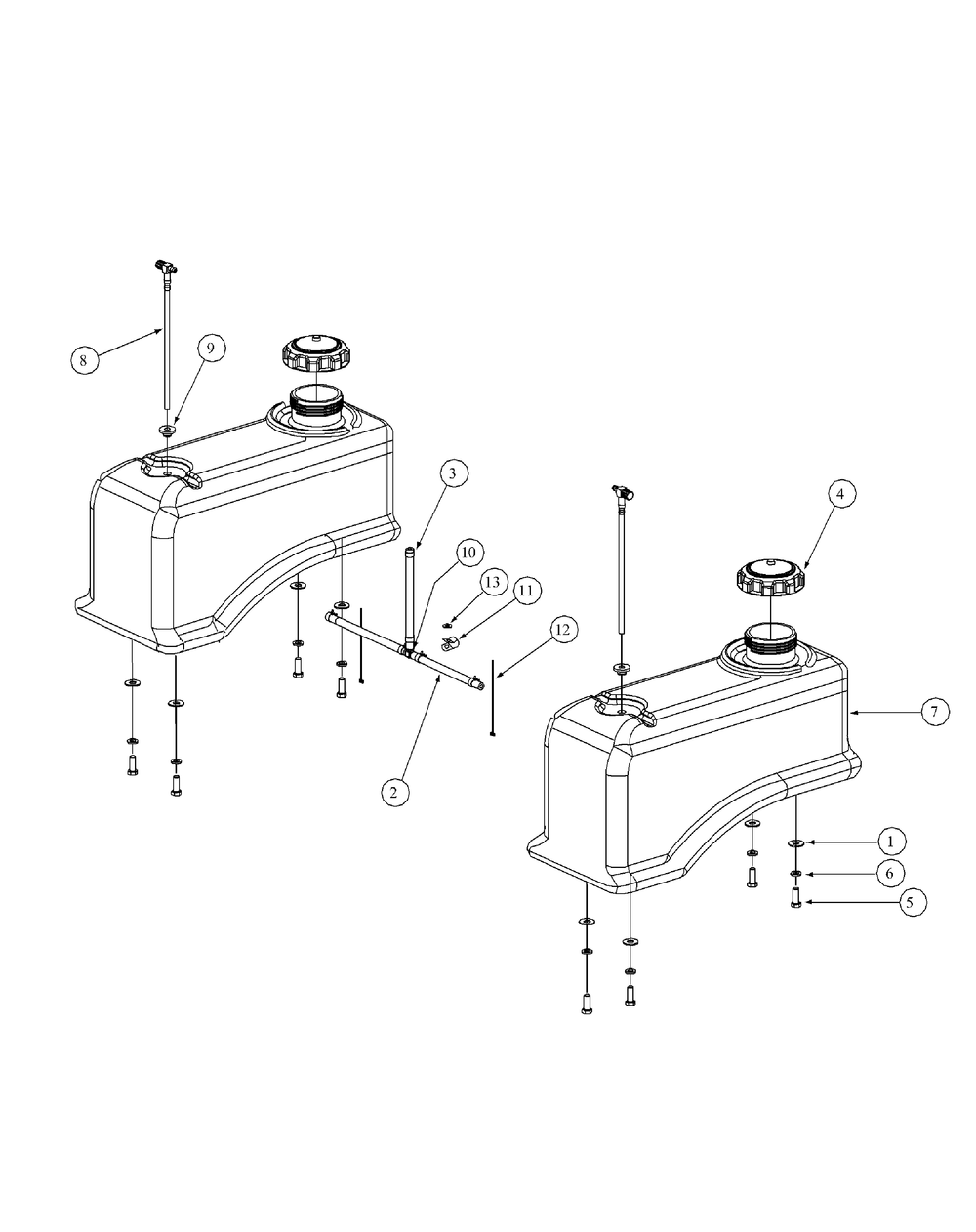 Fuel Tank Assembly Diagram and Parts List for M54-HN 53BB5ETW750-24-HP Cub Cadet Lawn Tractor